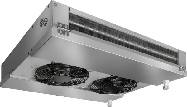 Воздухоохладитель двухпоточный CWC OD-302E55 среднетемпературный 30.2 м² шаг ламели 5.5 мм с ТЭН без вентиляторов 2×300 мм