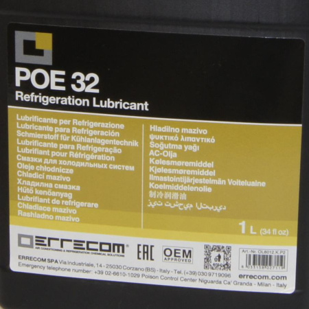 Масло синтетическое POE 32 1л Errecom OL6012.K.P2