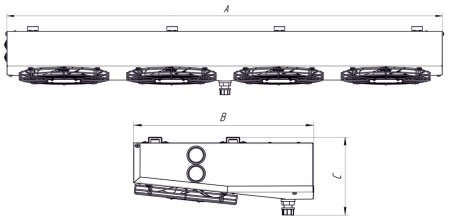 Воздухоохладитель потолочный CWC OF-520-204 среднетемпературный 13 м² с ТЭН без вентиляторов 4×200 мм