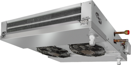 Воздухоохладитель двухпоточный CWC OD-302C4 среднетемпературный 27.1 м² шаг ламели 4 мм с ТЭН без вентиляторов 2×300 мм