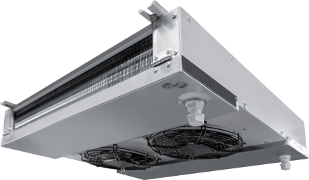 Воздухоохладитель двухпоточный CWC OD-302E55 среднетемпературный 30.2 м² шаг ламели 5.5 мм с ТЭН без вентиляторов 2×300 мм