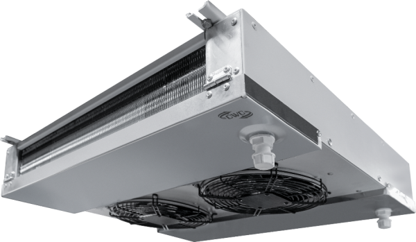 Воздухоохладитель двухпоточный CWC OD-302E55 среднетемпературный 30.2 м² шаг ламели 5.5 мм с ТЭН без вентиляторов 2×300 мм