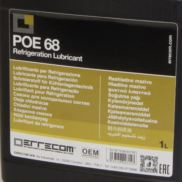 Масло синтетическое POE 68 1л Errecom OL6016.K.P2
