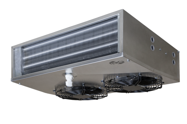 Воздухоохладитель потолочный CWC OF-100-202 среднетемпературный 2.2 м² с ТЭН без вентиляторов 2×200 мм