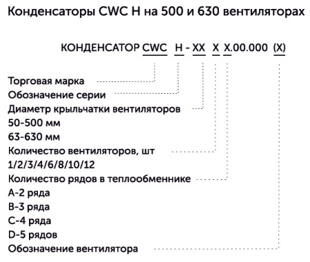 Воздушный конденсатор CWC H-501B(W~3Δ) 15.17 кВт 30.5 м² с 1 вентилятором Weiguang 500 мм