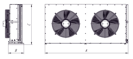 Воздушный конденсатор CWC M-502C-01(W) 90 м² с 2 вентиляторами Weiguang 500 мм