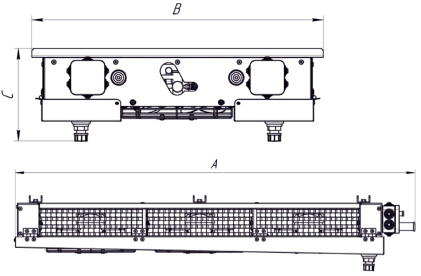 Воздухоохладитель двухпоточный CWC OD-451G55 среднетемпературный 38.7 м² шаг ламели 5.5 мм с ТЭН без вентилятора 1×450 мм