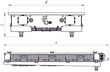 Воздухоохладитель двухпоточный CWC OD-452C7 низкотемпературный 25.5 м² шаг ламели 7 мм с ТЭН без вентиляторов 2×450 мм