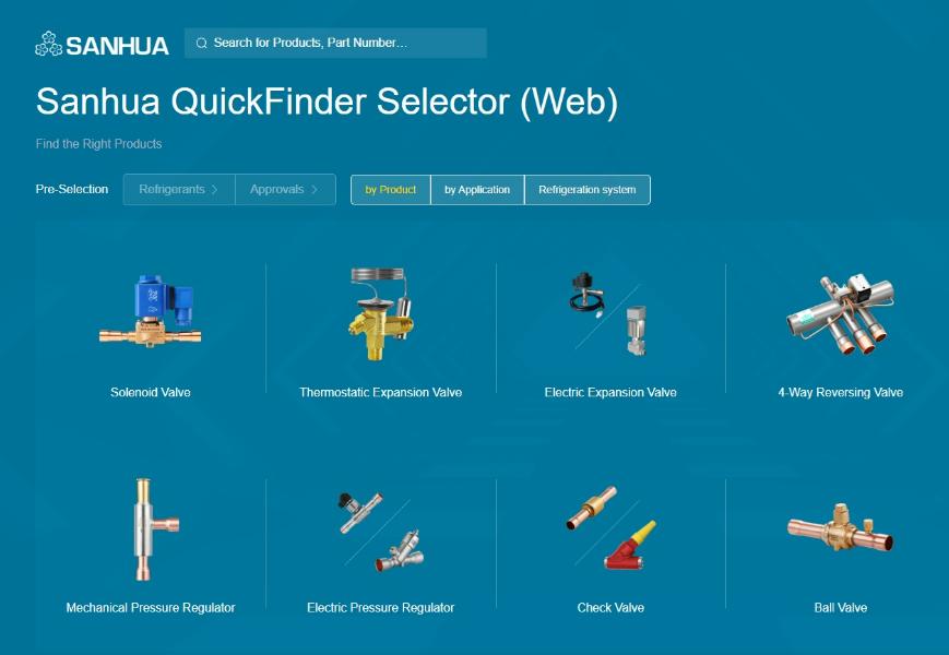 Браузерный инструмент Sanhua Selector для подбора компонентов